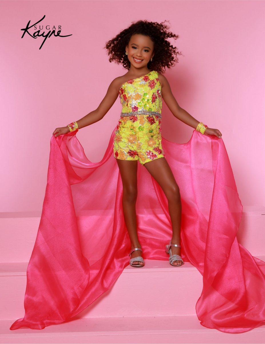 Johnathan Kayne C347 jumpsuit, Sugar Kayne children's pageant outfit, little girl formal jumpsuit with shimmer organza overskirt, sleeveless sequin mesh romper for kids, designer pageant jumpsuits for children, kids' pageant attire 2025, elegant little girl evening jumpsuits, girls’ special occasion outfits, children's stage wear for competitions, Lemon Burst little girl pageant jumpsuit, Lemon Burst children's fun fashion outfit, Lemon Burst sequin mesh romper, Lemon Burst shimmer organza overskirt, Lemon Burst Sugar Kayne pageant attire, yellow little girl pageant jumpsuit, yellow children's fun fashion outfit, yellow sequin mesh romper, yellow and pink kids pageant attire, one shoulder romper kids